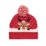 Weihnachtliche Strickmütze Rot als Werbeartikel mit Logodruck
