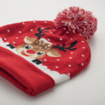 Weihnachtliche Strickmütze Rot, Detailaufnahme des Materials