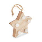 Anhänger aus Holz mit LED als Werbeartikel mit Logodruck