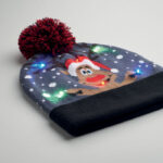 Weihnachtliche Strickmütze LED Blau, Detailaufnahme des Materials