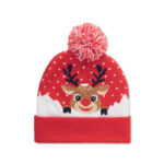 Weihnachtliche Strickmütze LED Rot, Seitenansicht