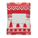 RPET-Fleece-Decke 190 g/m² Rot, geöffnet dargestellt