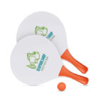 Beachball Spiel Orange mit markiertem Druckbereich für Ihr Logo