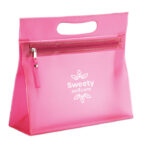 Transparente Kosmetiktasche Rosa mit markiertem Druckbereich für Ihr Logo