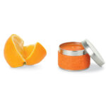 Kerze mit Apfelduft Orange als Werbeartikel mit Logodruck