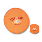 Faltbare Polyester Wurfscheibe Orange mit markiertem Druckbereich für Ihr Logo