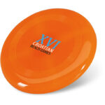 Wurfscheibe 23 cm Durchmesser Orange mit markiertem Druckbereich für Ihr Logo