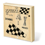 Spielesammlung in Holzbox, Rückansicht