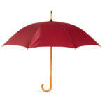 Regenschirm mit Holzgriff Rot als Werbeartikel mit Logodruck