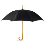Regenschirm mit Holzgriff Schwarz als Werbeartikel mit Logodruck