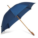 Regenschirm mit Holzgriff Blau von oben