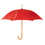 Regenschirm mit Holzgriff Rot als Werbeartikel mit Logodruck