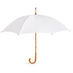 Regenschirm mit Holzgriff Weiß als Werbeartikel mit Logodruck