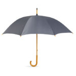 Regenschirm mit Holzgriff Grau als Werbeartikel mit Logodruck