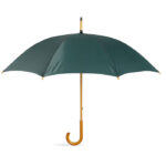 Regenschirm mit Holzgriff Gruen als Werbeartikel mit Logodruck