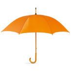 Regenschirm mit Holzgriff Orange als Werbeartikel mit Logodruck