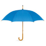 Regenschirm mit Holzgriff Blau als Werbeartikel mit Logodruck