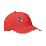 Baseball cap 6 panels 260g/m² Rot mit markiertem Druckbereich für Ihr Logo