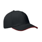 Baseball cap 6 panels 260g/m² Schwarz als Werbeartikel mit Logodruck