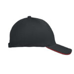 Baseball cap 6 panels 260g/m² Schwarz, Seitenansicht