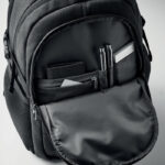 Laptop-Rucksack 600D RPET, geöffnet dargestellt