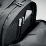 Laptop-Rucksack 300D RPET, geöffnet dargestellt