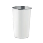 Becher recycelter Edelstahl Weiß als Werbeartikel mit Logodruck