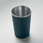 Becher recycelter Edelstahl Blau, Detailaufnahme des Materials
