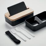 Lunchbox PP Schwarz, geöffnet dargestellt