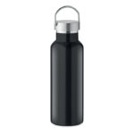 Doppelwandige Flasche 500 ml Schwarz, geöffnet dargestellt