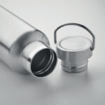 Doppelwandige Flasche 500 ml Silber, geöffnet dargestellt