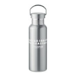 Doppelwandige Flasche 500 ml Silber mit markiertem Druckbereich für Ihr Logo