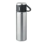 Flasche und Becher-Set 2tlg. Silber als Werbeartikel mit Logodruck