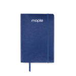 DIN A5 Notizbuch recycelt Blau mit markiertem Druckbereich für Ihr Logo