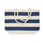 Strandtasche Baumwolle 220 g Blau, geöffnet dargestellt