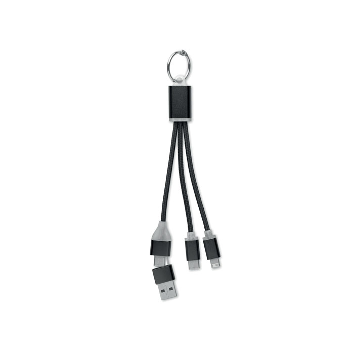 4in1 Ladekabel Typ-C Schwarz als Werbeartikel mit Logodruck