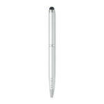Drehkugelschreiber mit Stylus Silber, geöffnet dargestellt