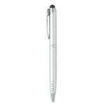 Drehkugelschreiber mit Stylus Silber, Seitenansicht