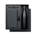 Set Notizbuch mit Flasche, Seitenansicht