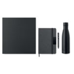 Set Notizbuch mit Flasche von oben