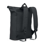 Rolltop-Rucksack 600D Schwarz, Rückansicht