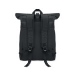 Rolltop-Rucksack 600D Schwarz, geöffnet dargestellt