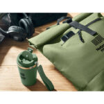 Rolltop-Rucksack 600D Gruen mit markiertem Druckbereich für Ihr Logo