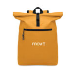 Rolltop-Rucksack 600D Orange mit markiertem Druckbereich für Ihr Logo