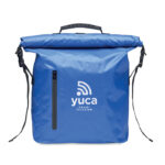 Rolltop-Tasche RPET Blau mit markiertem Druckbereich für Ihr Logo