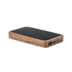 Powerbank 4.000 mAh mit kabelloser Ladestation aus Holz als Werbeartikel mit Logo