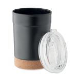 Doppelwandiger Becher 300ml Schwarz, geöffnet dargestellt