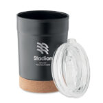 Doppelwandiger Becher 300ml Schwarz mit markiertem Druckbereich für Ihr Logo