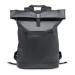 15" Rolltop-Rucksack PU Schwarz als Werbeartikel mit Logodruck