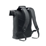15" Rolltop-Rucksack PU Schwarz, Rückansicht